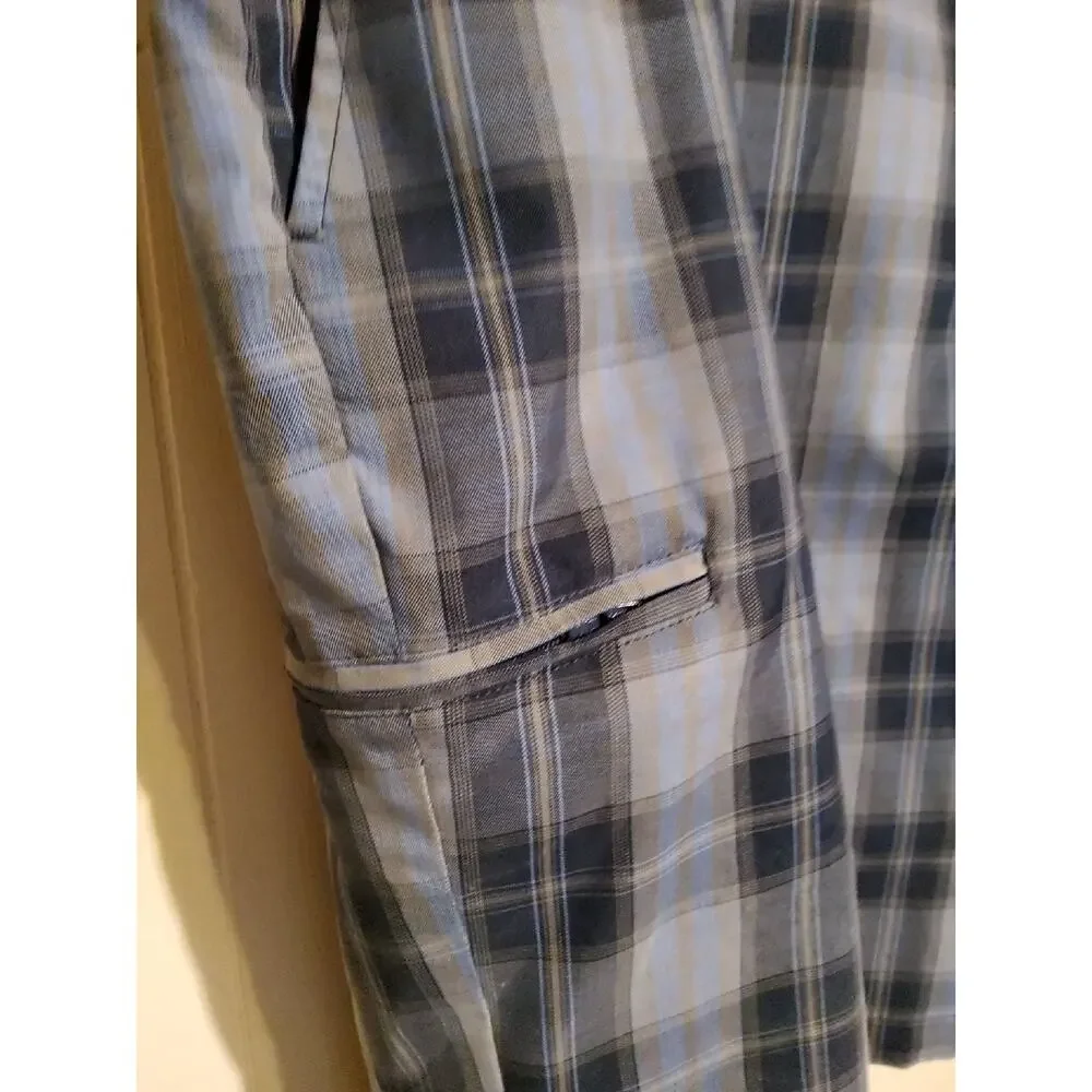 Grand Slam Men's Blue Plaid Flat Front Golf Shorts Size 40 Polyester